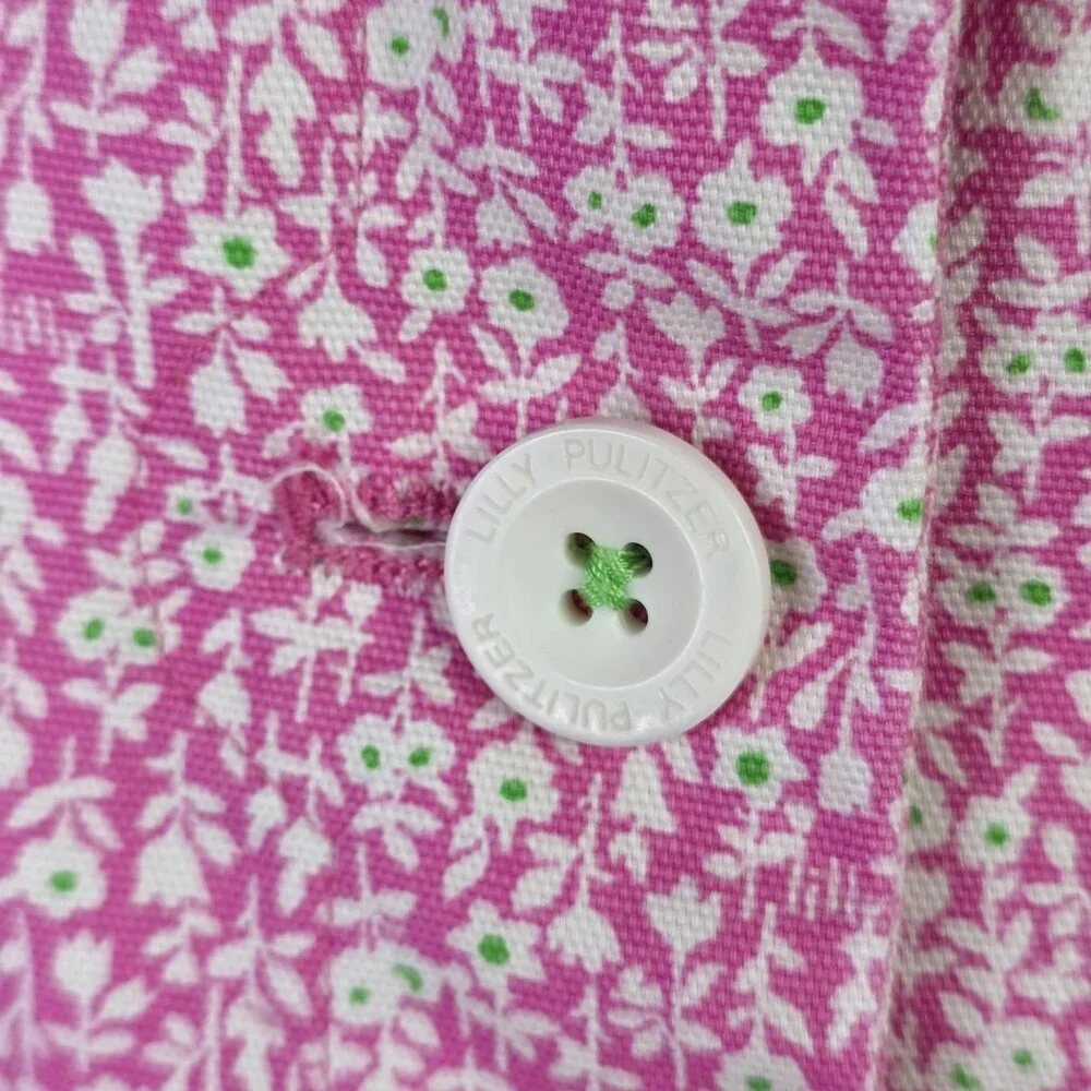 Lilly Pulitzer Coat Girls 7 Pink Floral Button Lightweight Spring Jacket Casual